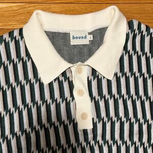 Bound | Men's Pattern Textured Knit Polo Short Sleeve Sweater Size XL